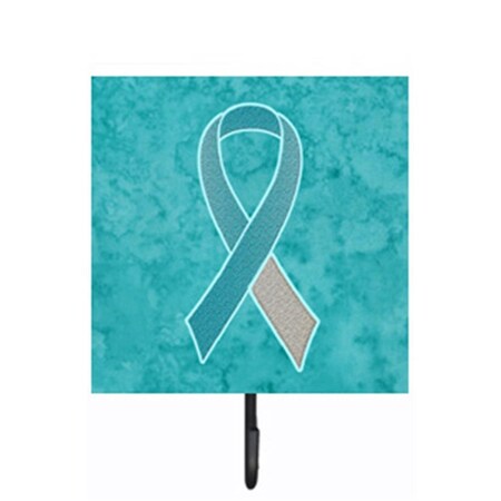 Micasa 4.25 W x 7 H In. Teal and White Ribbon for Cervical Cancer Awareness Leash or Key Holder MI631924